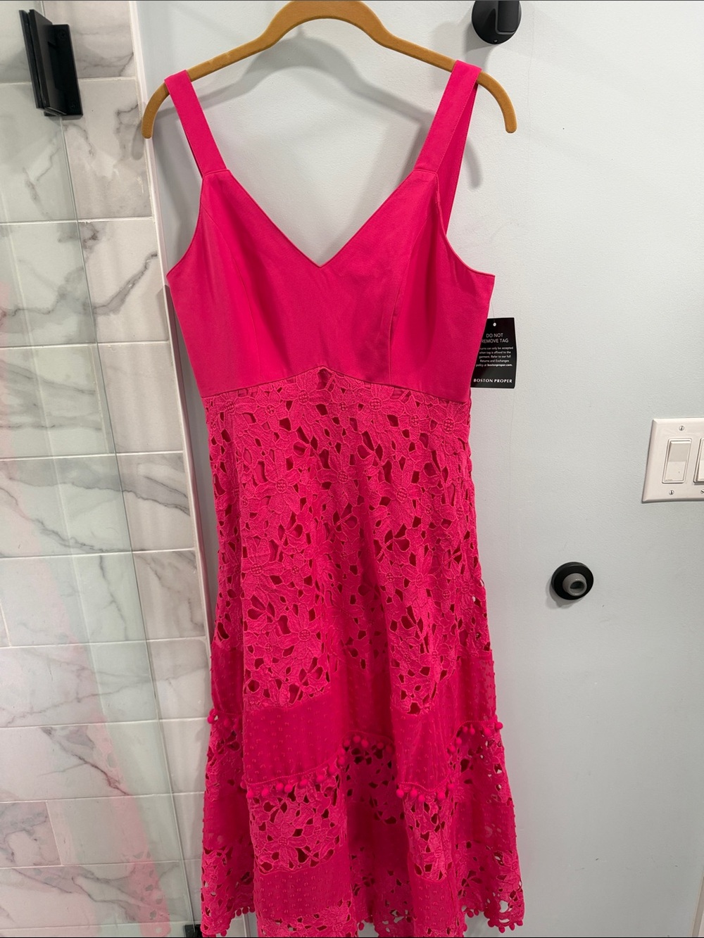 Boston Proper Fuchsia Eyelet Midi Dress